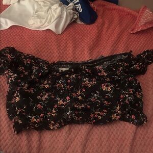 Ten Sixty Sherman Black Floral Off-Shoulder Top